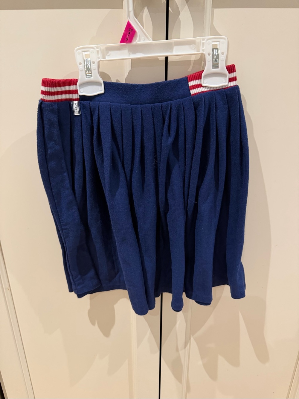 Lacoste 10 Navy tennis Skirt with Red & White Striped Waistband